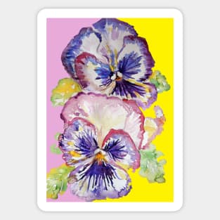 Purple Pansy Flower Watercolor Pattern Sticker